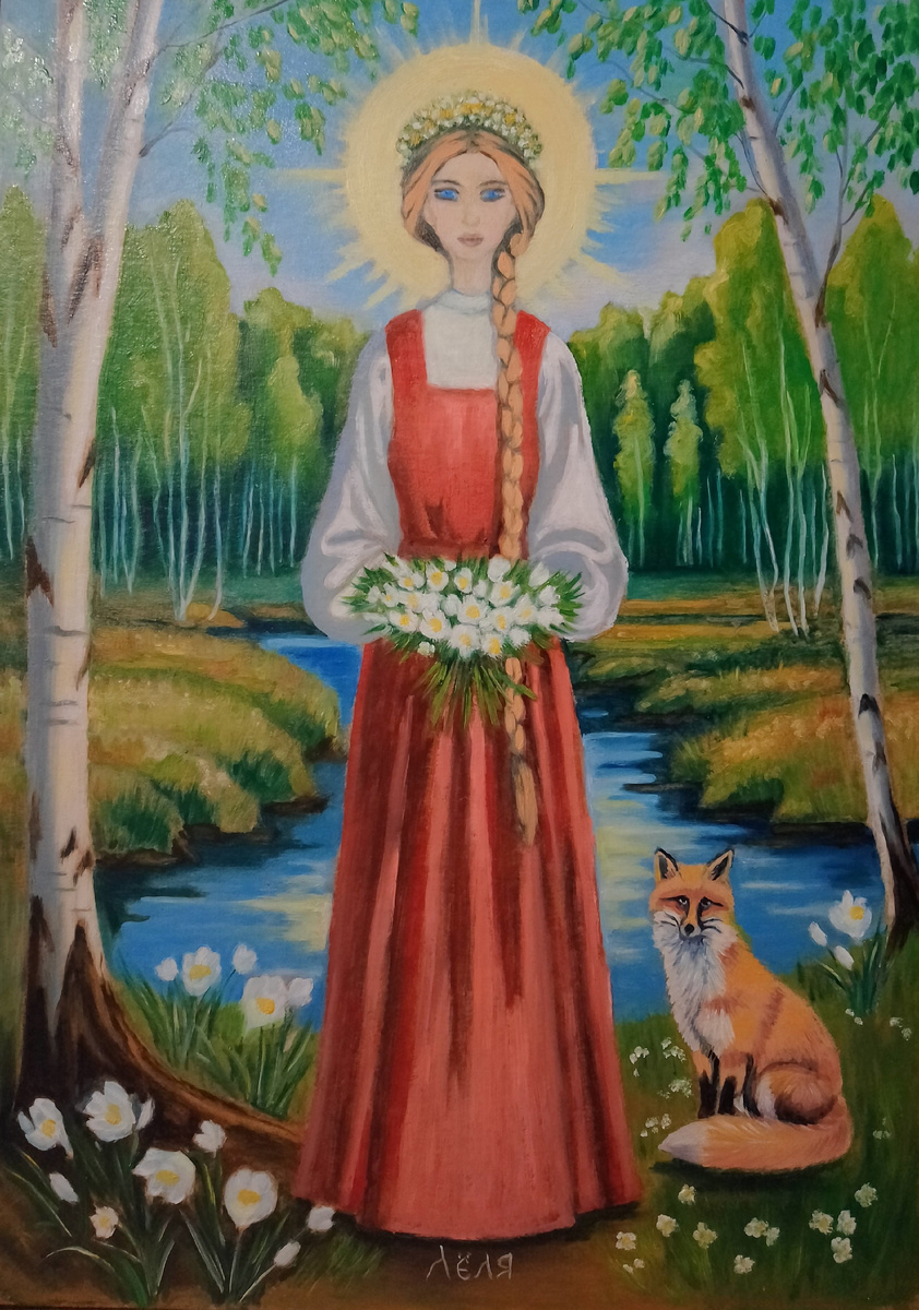 Образ Богини Лёли. Картон/масло. 29,5х21 см. 