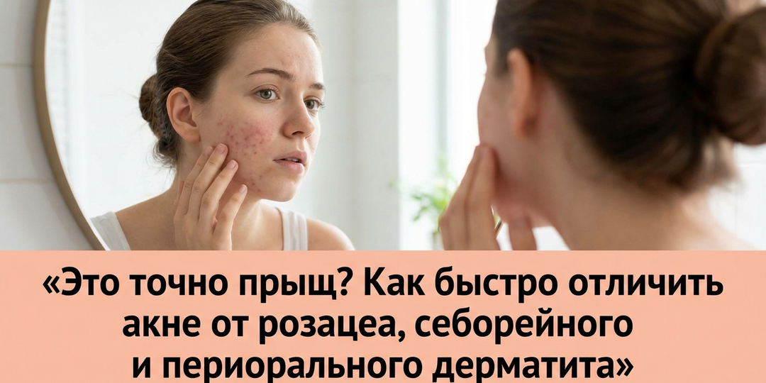 😳 Это точно прыщ? Как быстро отличить акне от розацеа, себорейного и периорального дерматита
