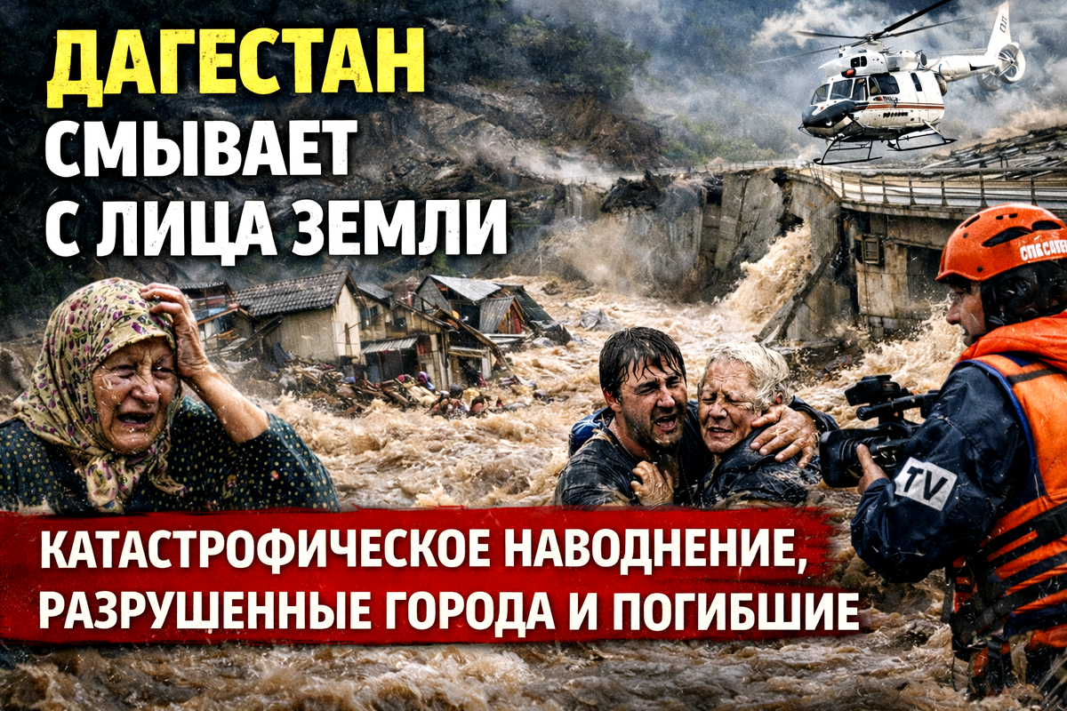 Дагестан смывает с лица земли: катастрофическое наводнение, разрушенные города и погибшие.
