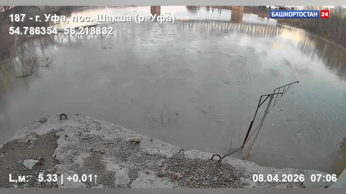    За сутки уровень воды в реке Уфе у Шакши поднялся на 34 сантиметра