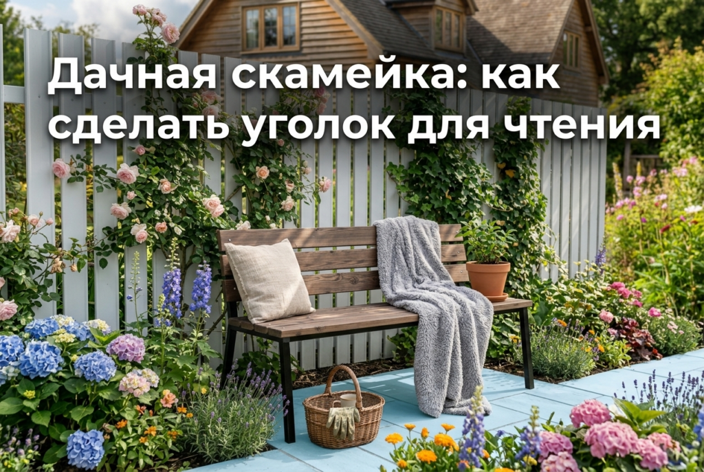    Идеально обустроенная садовая скамейка для комфортного чтения на свежем воздухе. GROSTAT