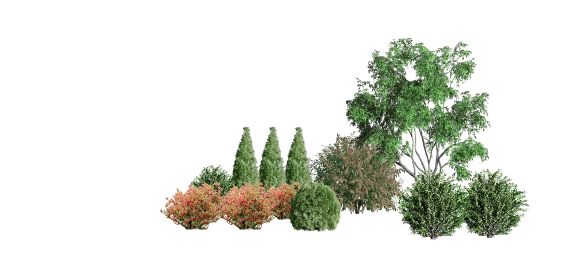 Планировщик LandComp  - панорама компоизции в 3 сезонах - весна, лето, осень