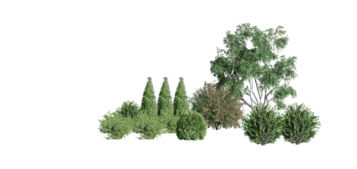 Планировщик LandComp  - панорама компоизции в 3 сезонах - весна, лето, осень