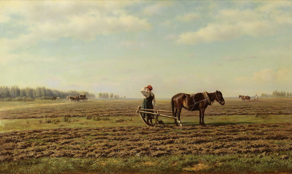 "Пашня". М.К.Клодт, 1871 год. Изображение взято из открытых источников в сети Интернет