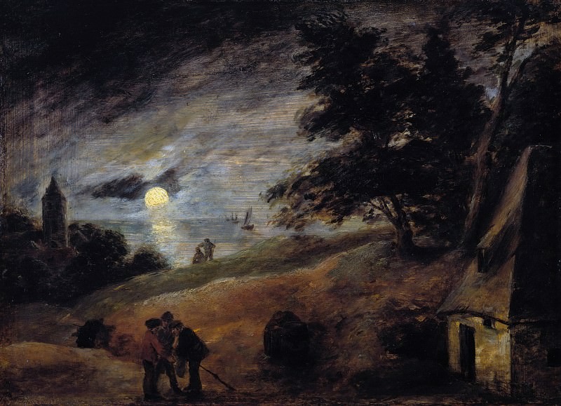     Адриан Браувер. Дюнный пейзаж в лунном свете. XVII век