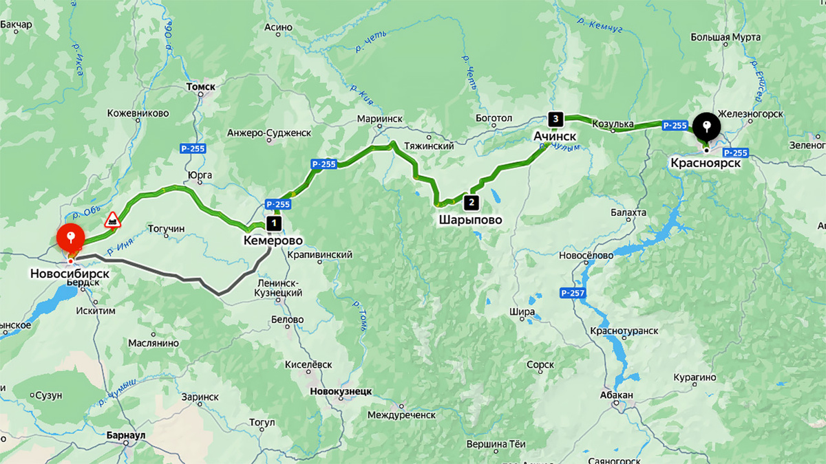     Маршрут через Шарыпово (минуя Мариинск) является альтернативным для вечно забитой фурами двухполосной федералки и теоретически может взять на себя часть трафика юга Енисейской Сибири