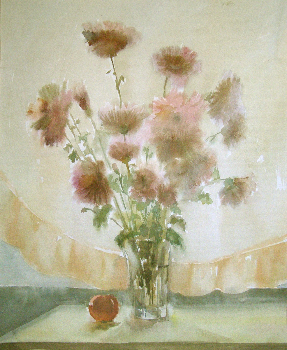 Преснякова Л. Д. Астры. 1995 г., бум., акв., 53х43,5