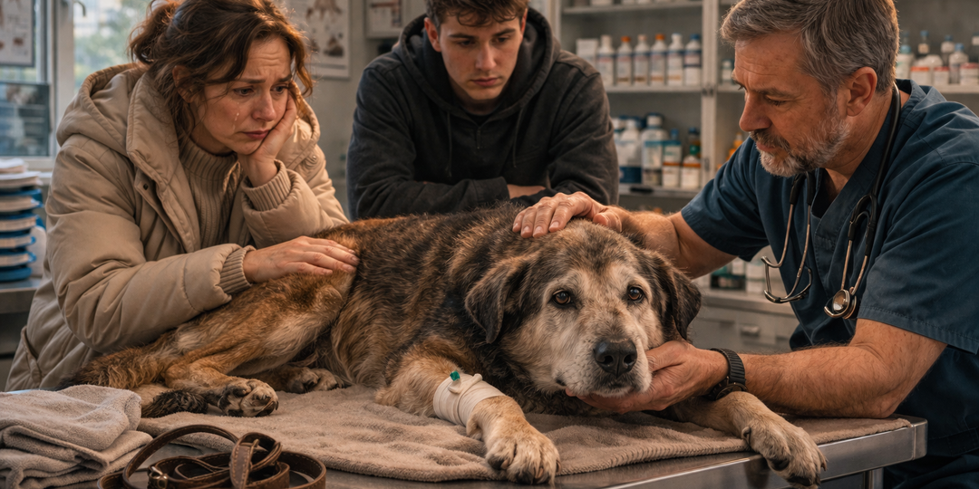 Старый пёс лежал у меня на столе молча. А рядом стояла такая вина, что ей в кабинете было тесно