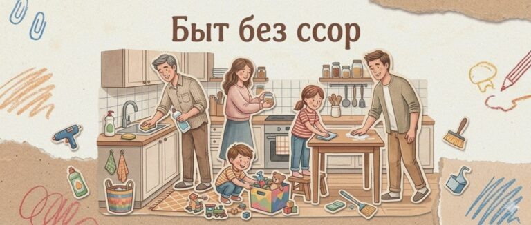    Иллюстрация к материалу: Как разделить домашние дела в семье, чтобы сохранить тепло и уважение