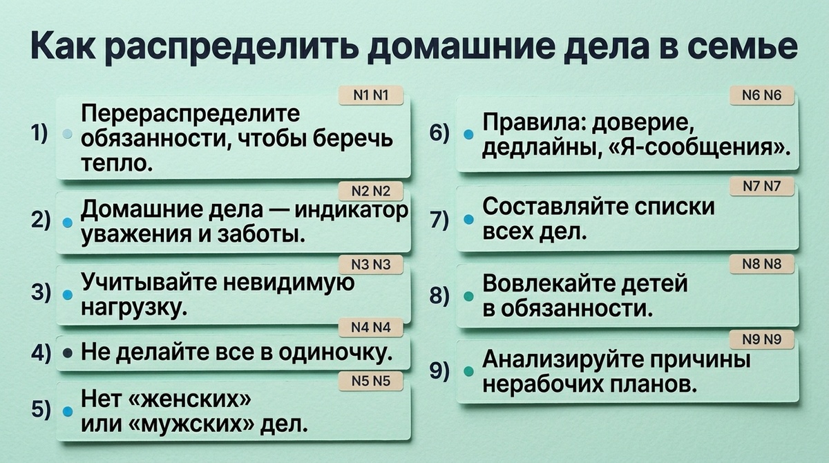 Как разделить домашние дела в семье  📷
