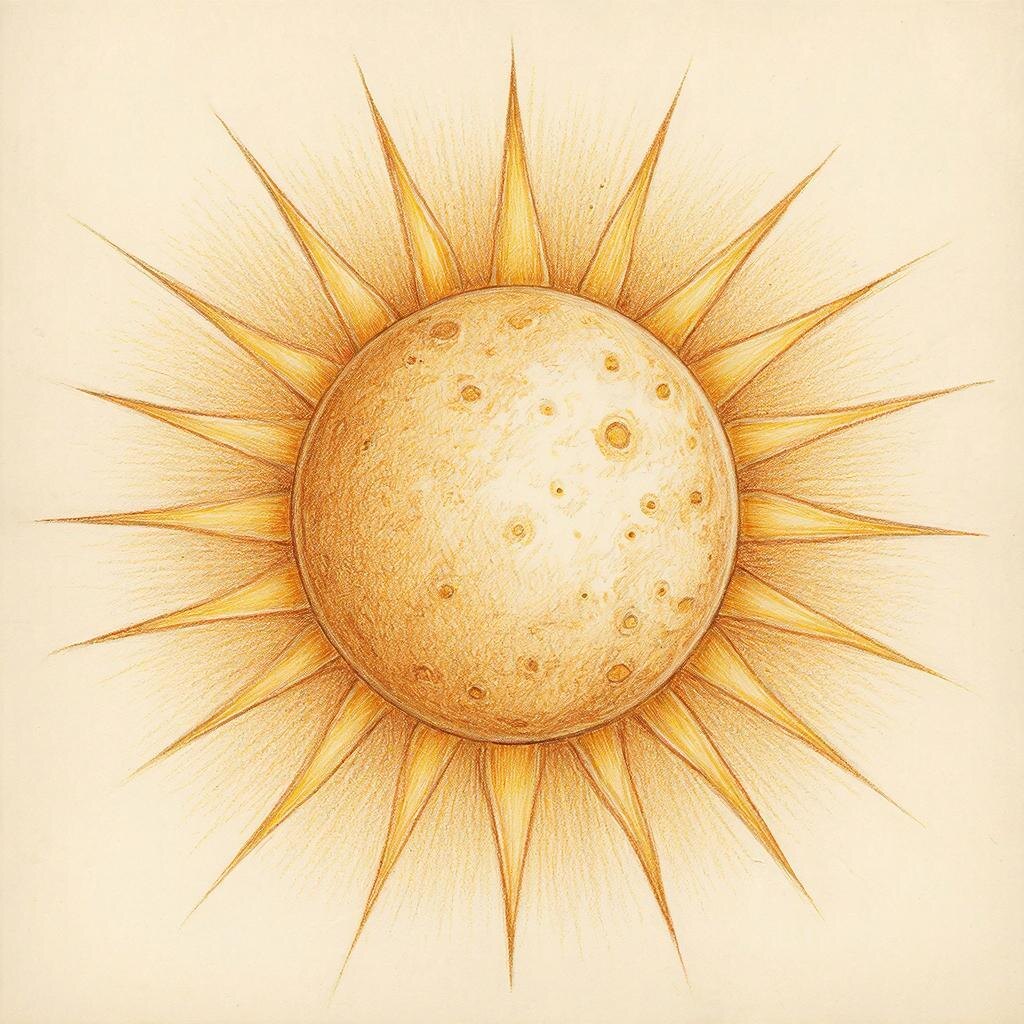 Солнце. Иллюстрация сгенерирована нейросетью