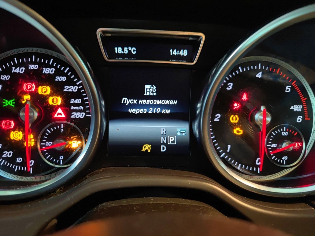 Mercedes GLE 250d (V166) 2.1d 204hp — Пуск невозможен через 219км