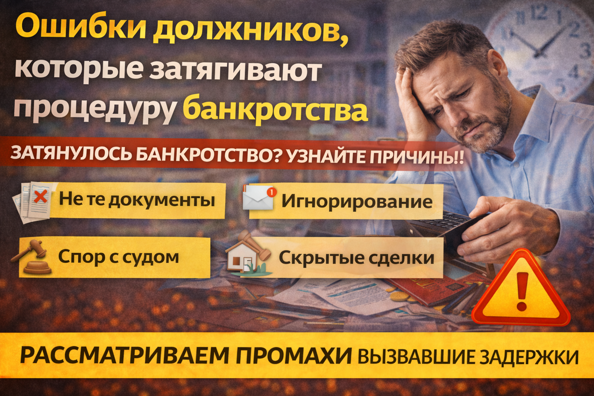 Ошибки должников, которые затягивают процедуру банкротства
