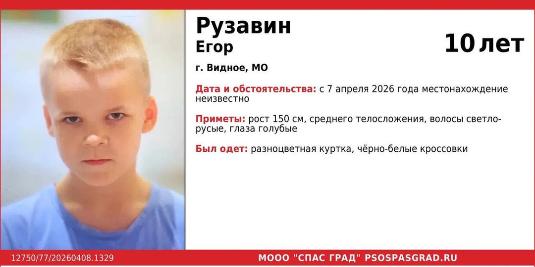 В подмосковном Видном продолжается поиск 10-летнего мальчика.