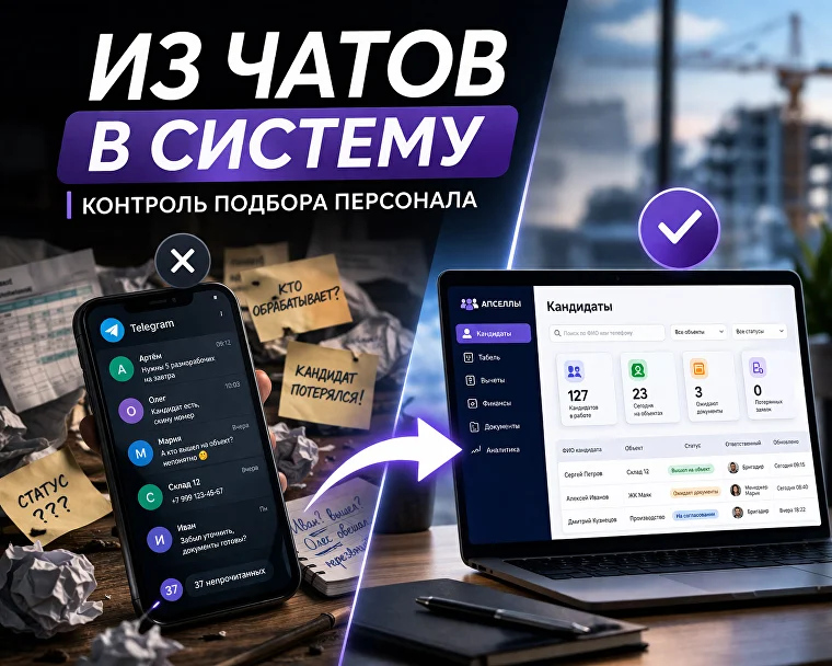 Переход от работы в чатах к системе, где все кандидаты и процессы под контролем