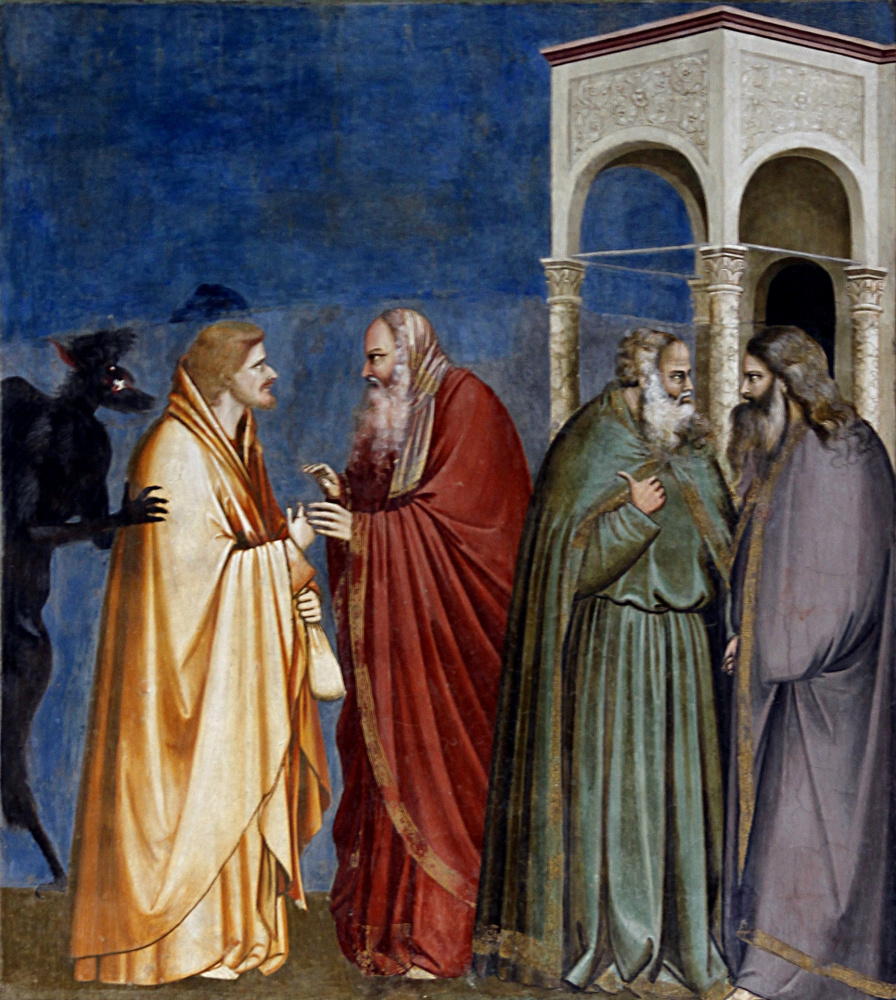 Иуда получает 30 сребреников за предательство Христа