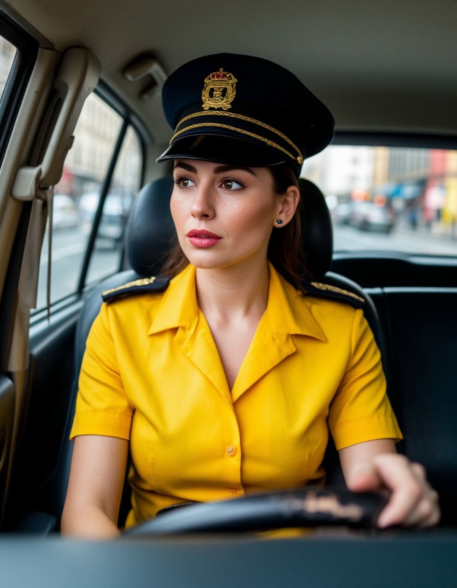 Шедеврум рисует таксистку в фуражке 