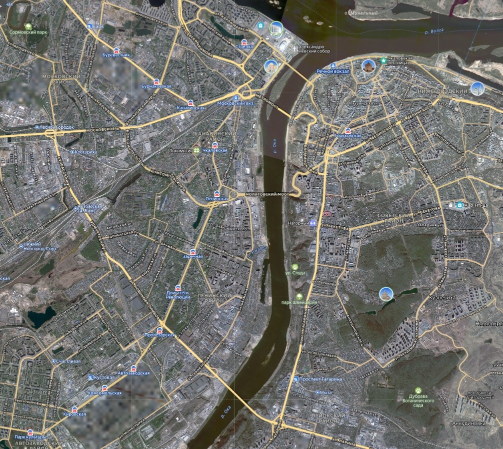 Метро Нижнего Новгорода на карте (источник "Яндекс Карты")