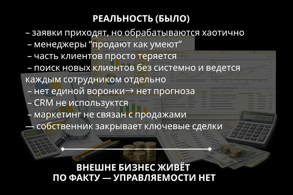 хаос в продажах дилера потеря заявок отсутствие системы управления CRM не используется менеджеры работают без контроля