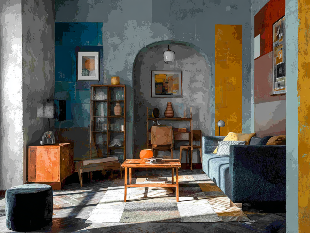 Цвета в интерьере могут сочетаться, но когда в пространстве много разных фигур и фактур, устаешь значительно быстрее.