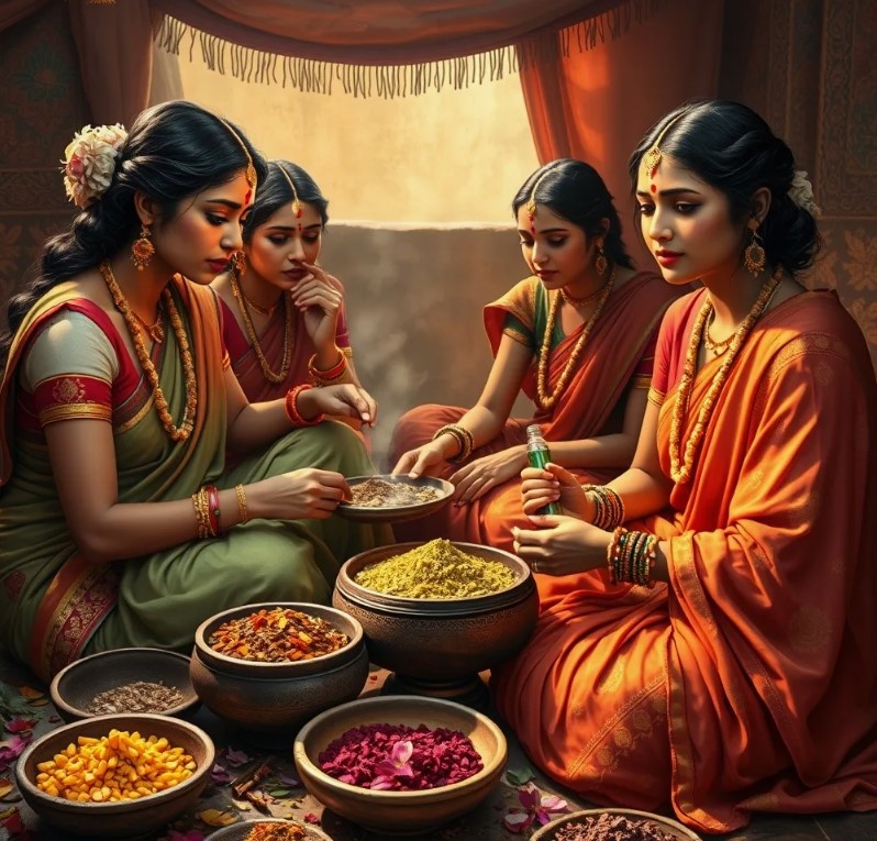 За изготовлением косметики. Заметьте - все из натуральных компонентов