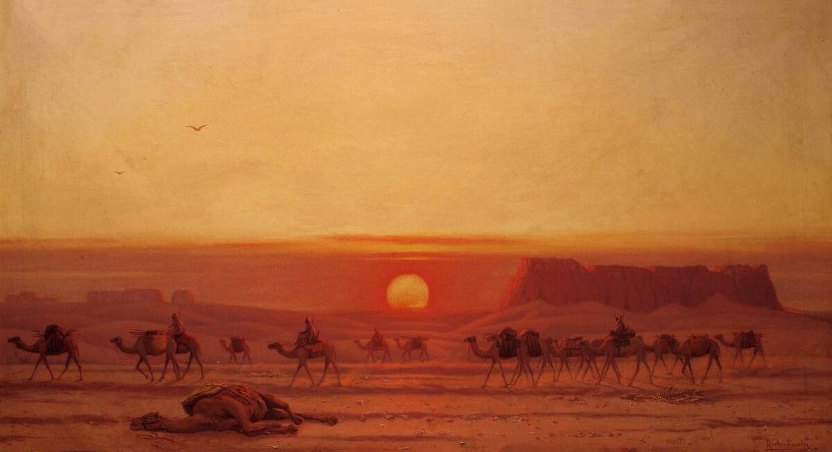     Рихард Фукс. Караван в пустыне. кон. XIX в.   
undefined