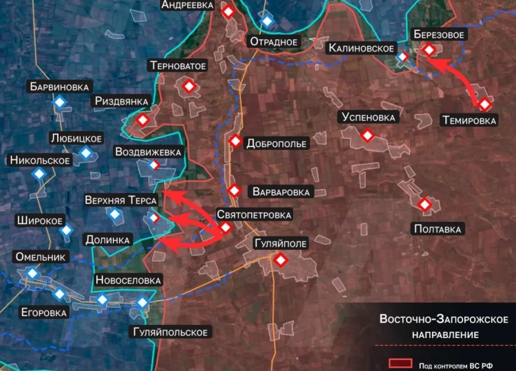 Наступление РФ в сторону Орехова! Березовое отбито, Верхняя Терса в котле