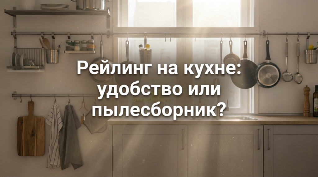    Преимущества и недостатки использования рейлинговых систем в интерьере кухни. MDKUHNY