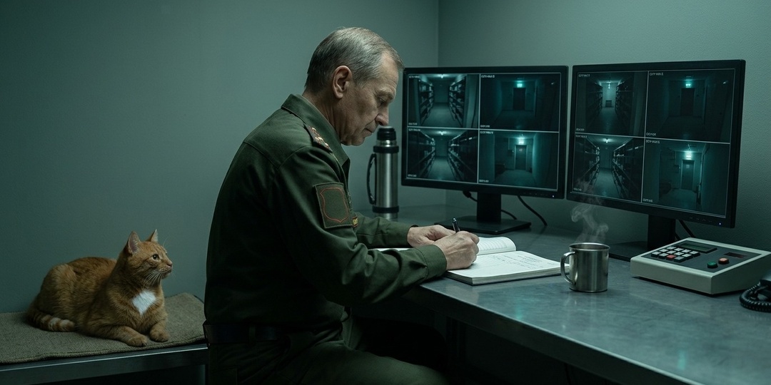 На закрытый склад пробрался Комендант и нажал кнопку тревоги, чем вызвал переполох в системе безопасности