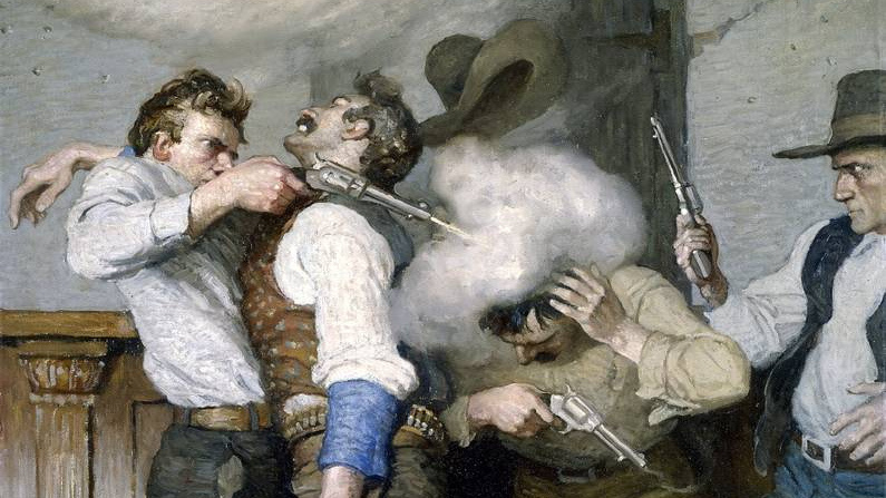     Ньюэлл Конверс Уайет. Перестрелка (фрагмент). 1916   
undefined