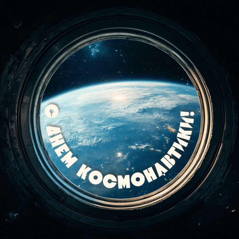 Известия с помощью ИИ. Открытка на День космонавтики
