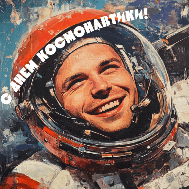 Известия с помощью ИИ
Открытка на День космонавтики