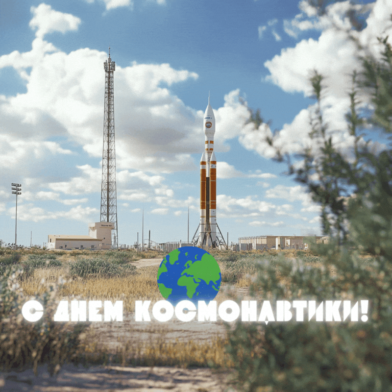 Известия при помощи ИИ. Открытка на День космонавтики
