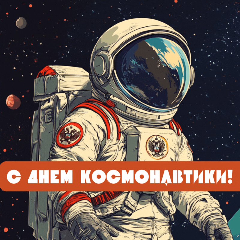 Известия с помощью ИИ. Открытка на День космонавтики