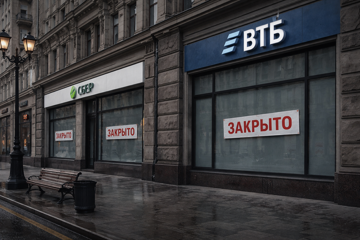    Сами крупные банки закрываться собираются только на ремнот. Фото: нейросеть