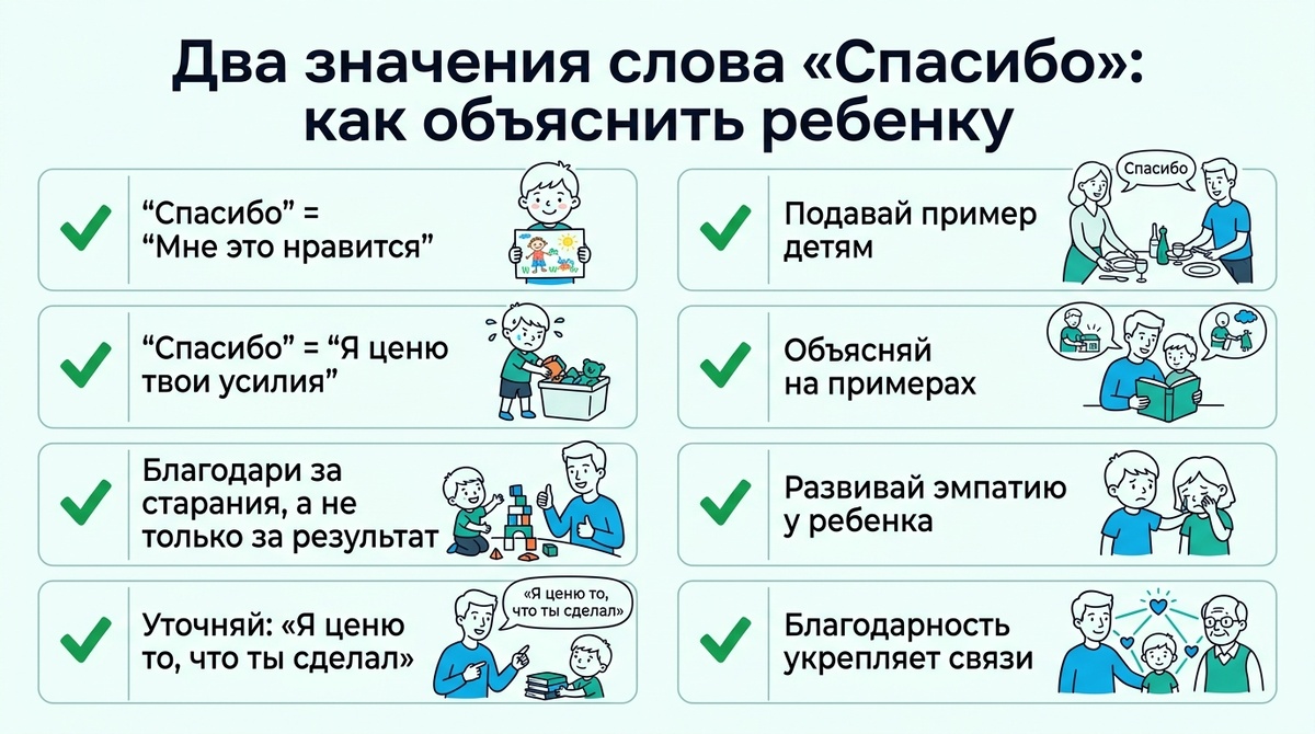 Два смысла «спасибо»: как объяснить ребёнку  📷
