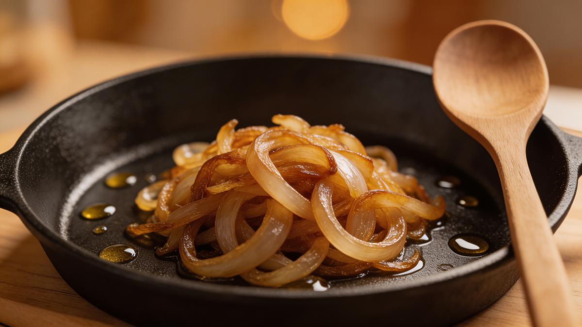 карамелизация лука крупным планом