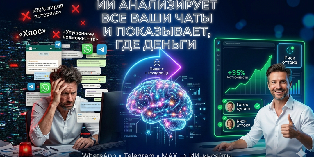 Как директору по продажам получить ИИ-анализ всех чатов (в MAX, Telegram и WhatsApp*) и перестать терять 30% лидов