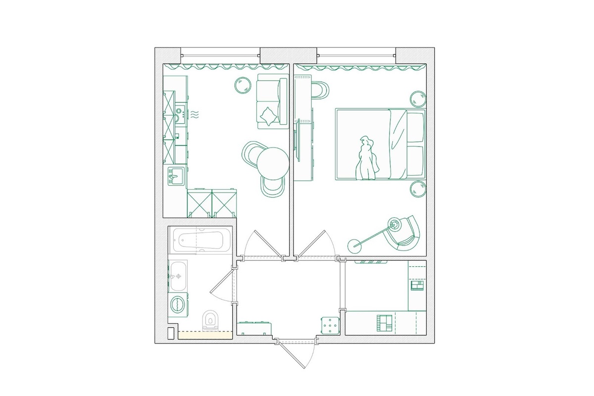 Итоговая планировка и расстановка мебели