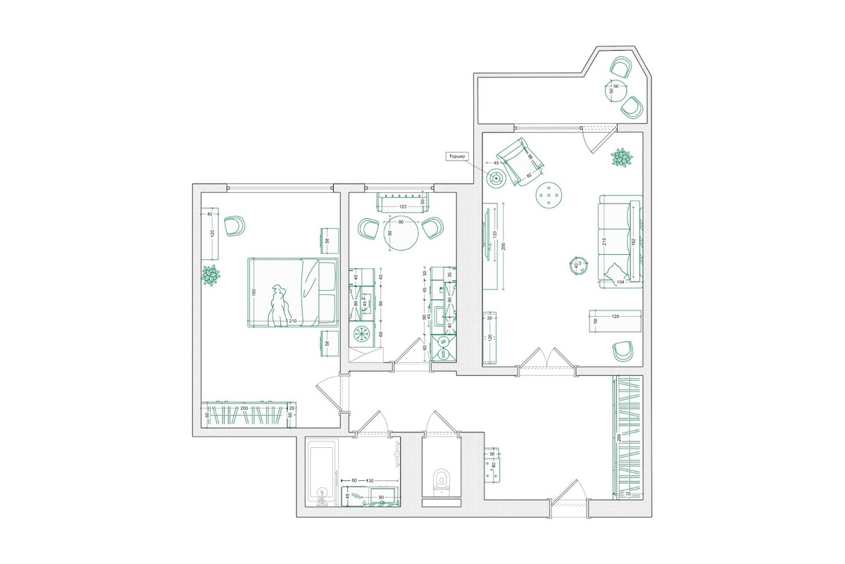 Итоговая планировка и расстановка мебели