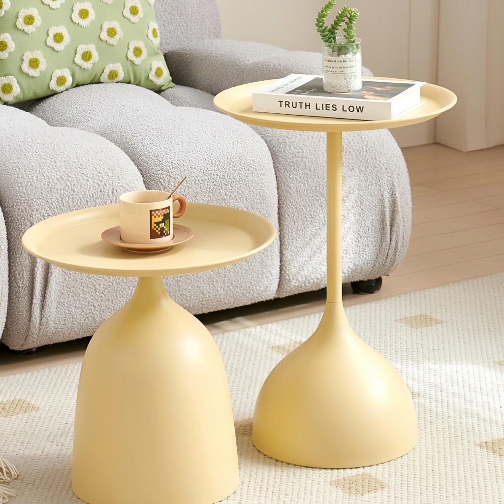 Приставной круглый столик из металла