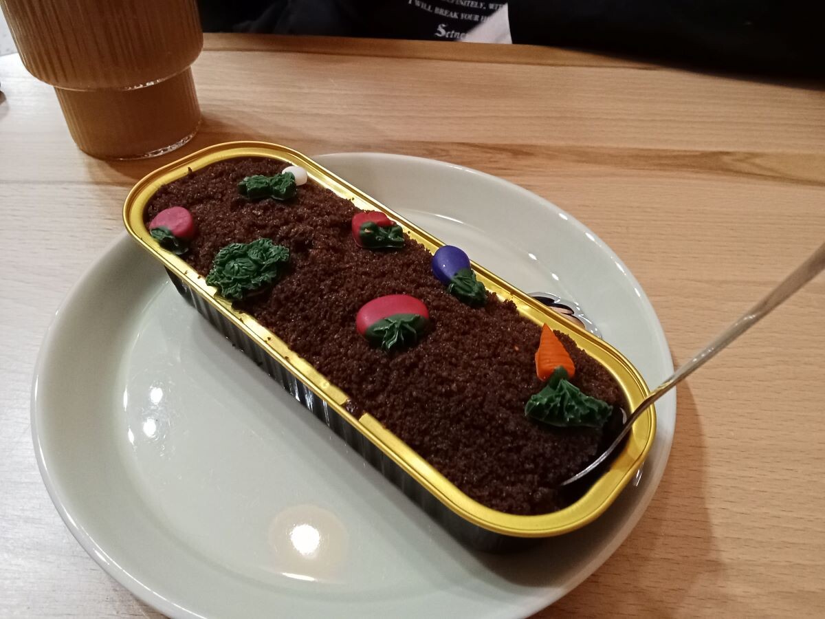 Десерт "Шоколадный огород" в кофейне:)