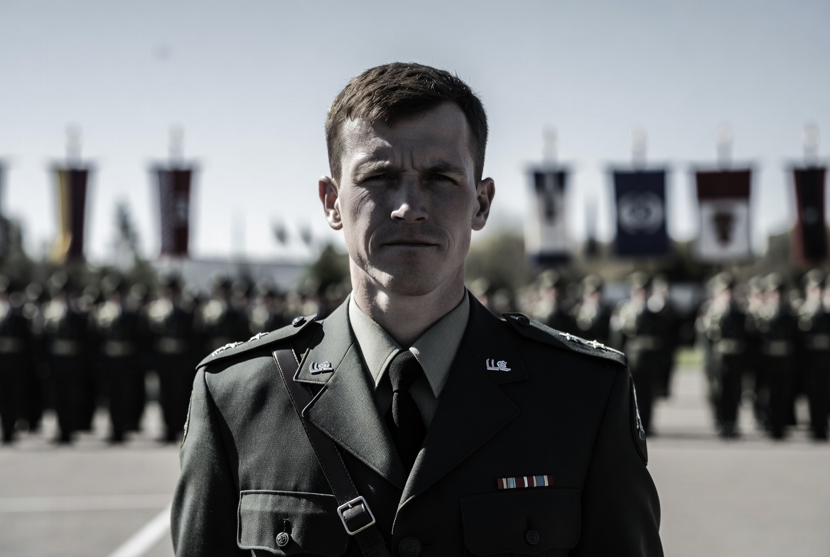 "Стальная Крыса в форме, маска армейского абсурда", иллюстрация создана сетью Грок