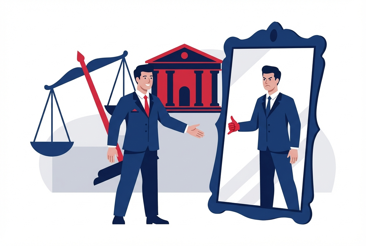 Иллюстрация: страховая компания против водителя в суде Москвы. Победа иронии над самоуверенностью страховщика в России.