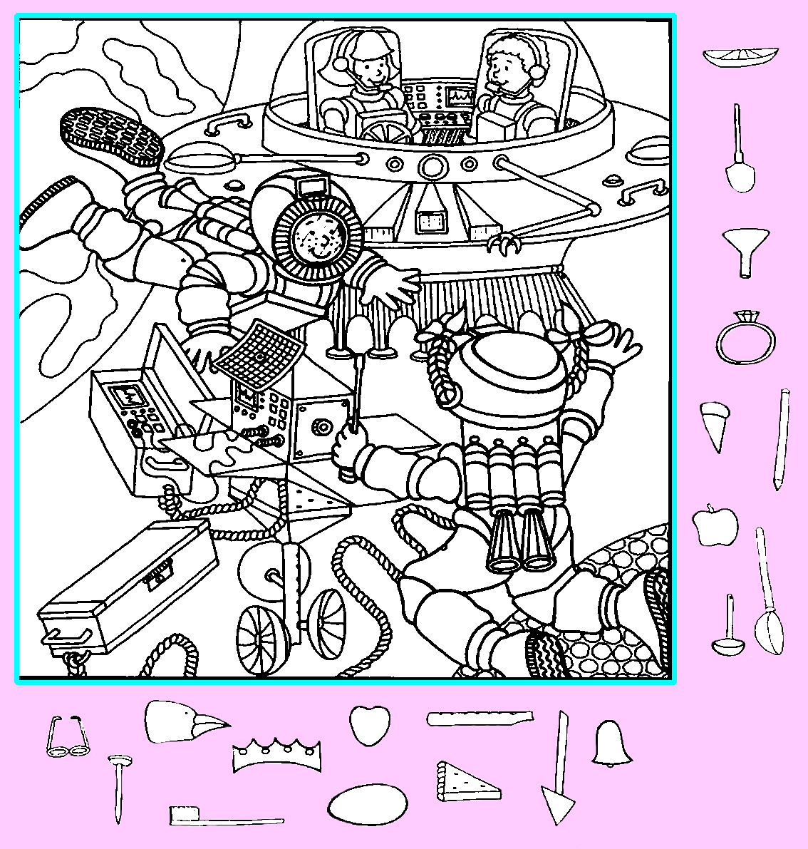 Тест на внимательность: найди кольцо, лопату, карандаш и прочие предметы на картинке. Картинка подготовлена автором