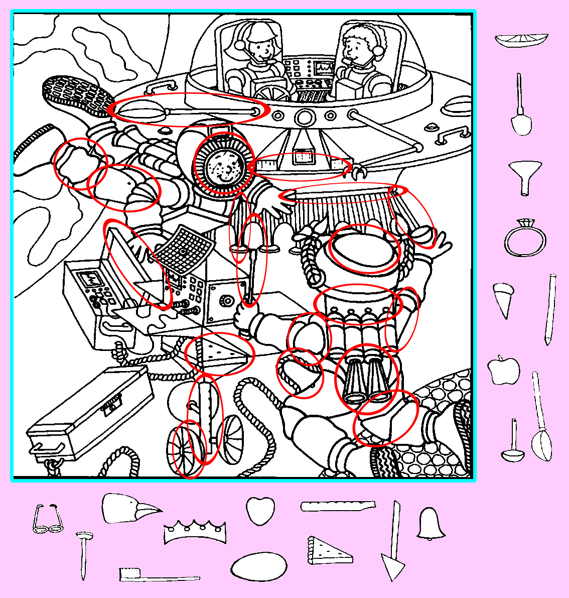 Картинка с ответом: 20 предметов спрятанных на картинке. Картинка подготовлена автором