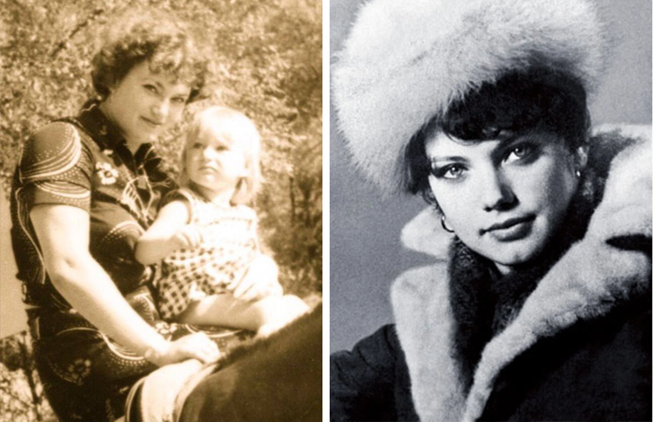 Алла Довлатова с мамой в детстве. Справа мама актрисы - Ирина Ерофеевна