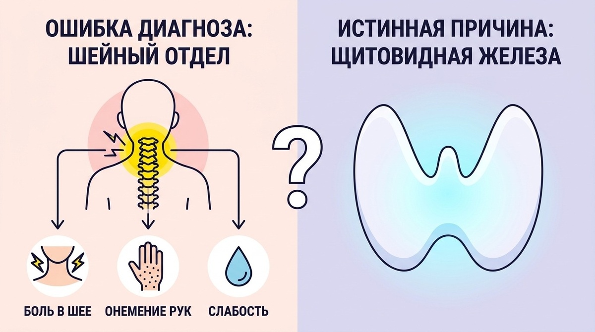 Если к болям в шее и спине добавляется хотя бы 2-3 пункта из этого списка — это серьёзный повод посмотреть в сторону эндокринной системы