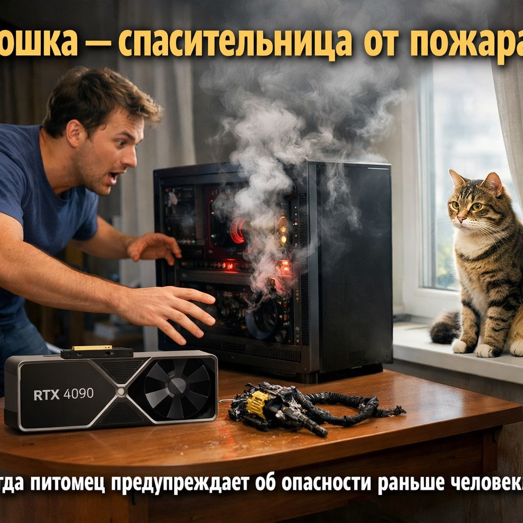 Кошка — спасительница от пожара