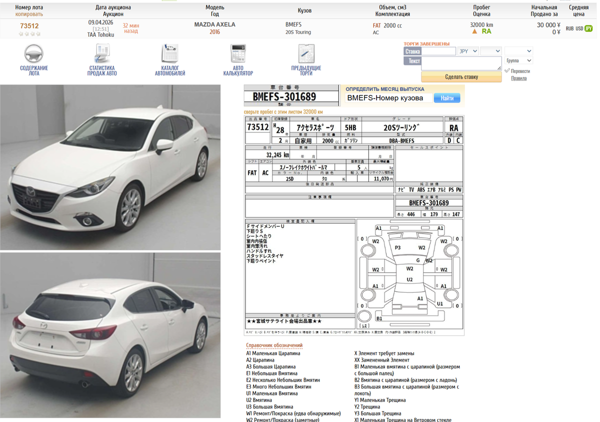 Mazda Axela (2016) фото лота